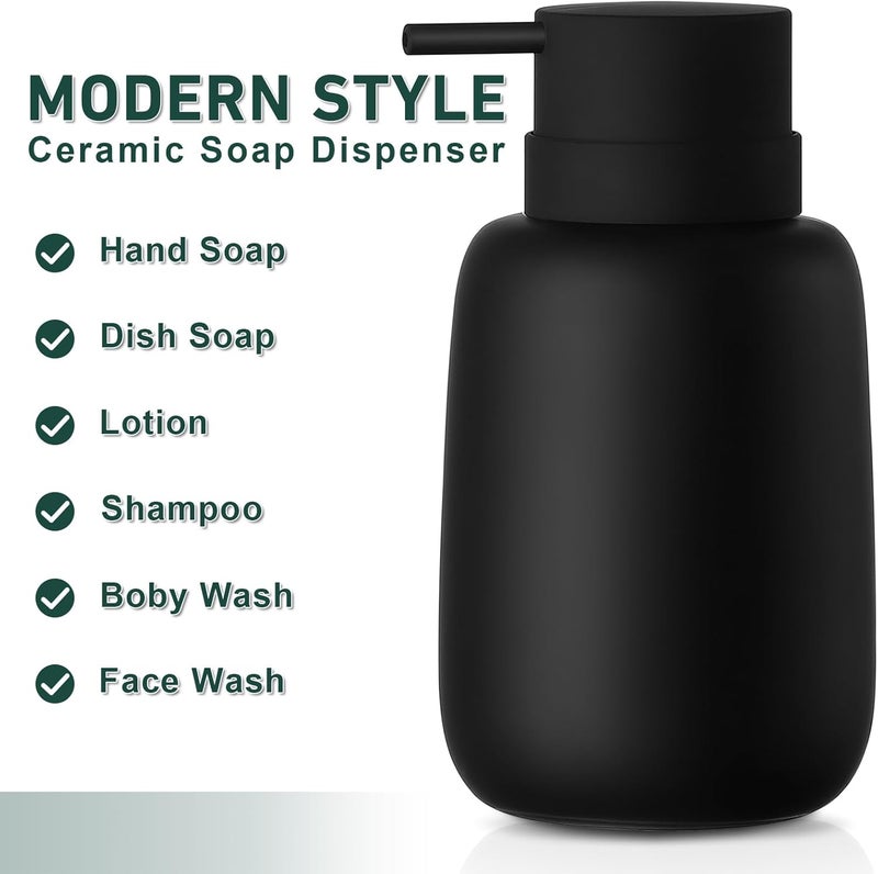 YDSluock Matte Black Soap Dispenser Bathroom,Ceramic Soap Dispenser Lotion Pump Dish Soap Dispenser for Kitchen,16oz Refillable Liquid Hand Wash Dispenser for Bathroom (Rubber Paint) - Image 5